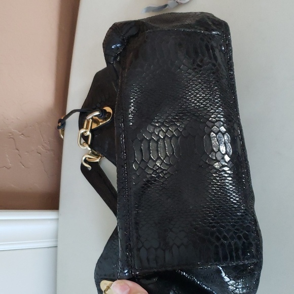 Michael Kors Patent Python Embossed Leather Chain Tote Bag - Picture 9 of 11